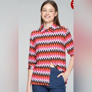VILAGALLO SARA SHIRT MULTICOLOUR POINT WAVES PRINT size 42